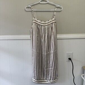 Haven Well Within Washable Silk Chemise Nightgown Lingerie Sz M Brown Stripes￼